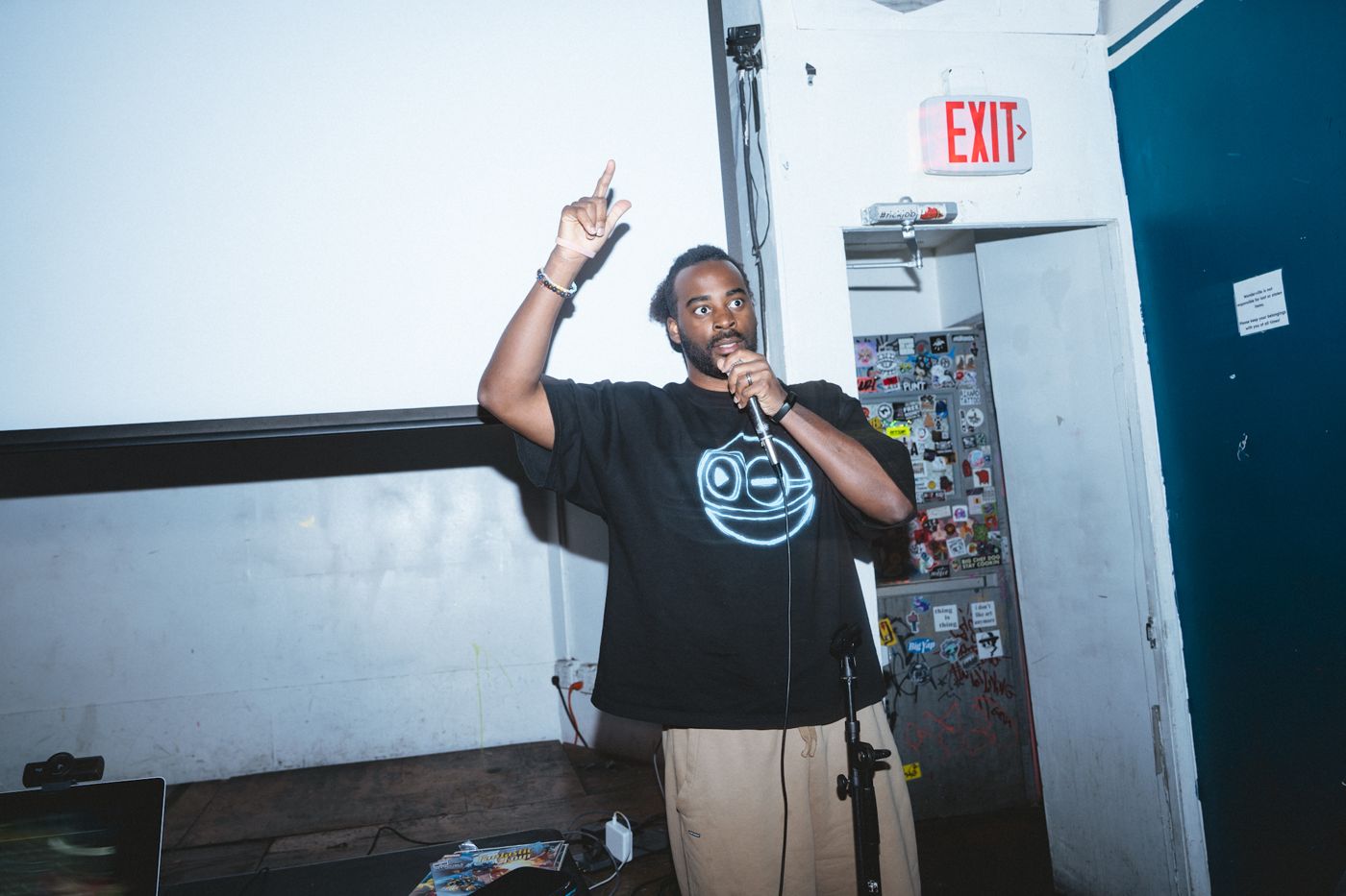 On the mic at Wonderville, Brooklyn