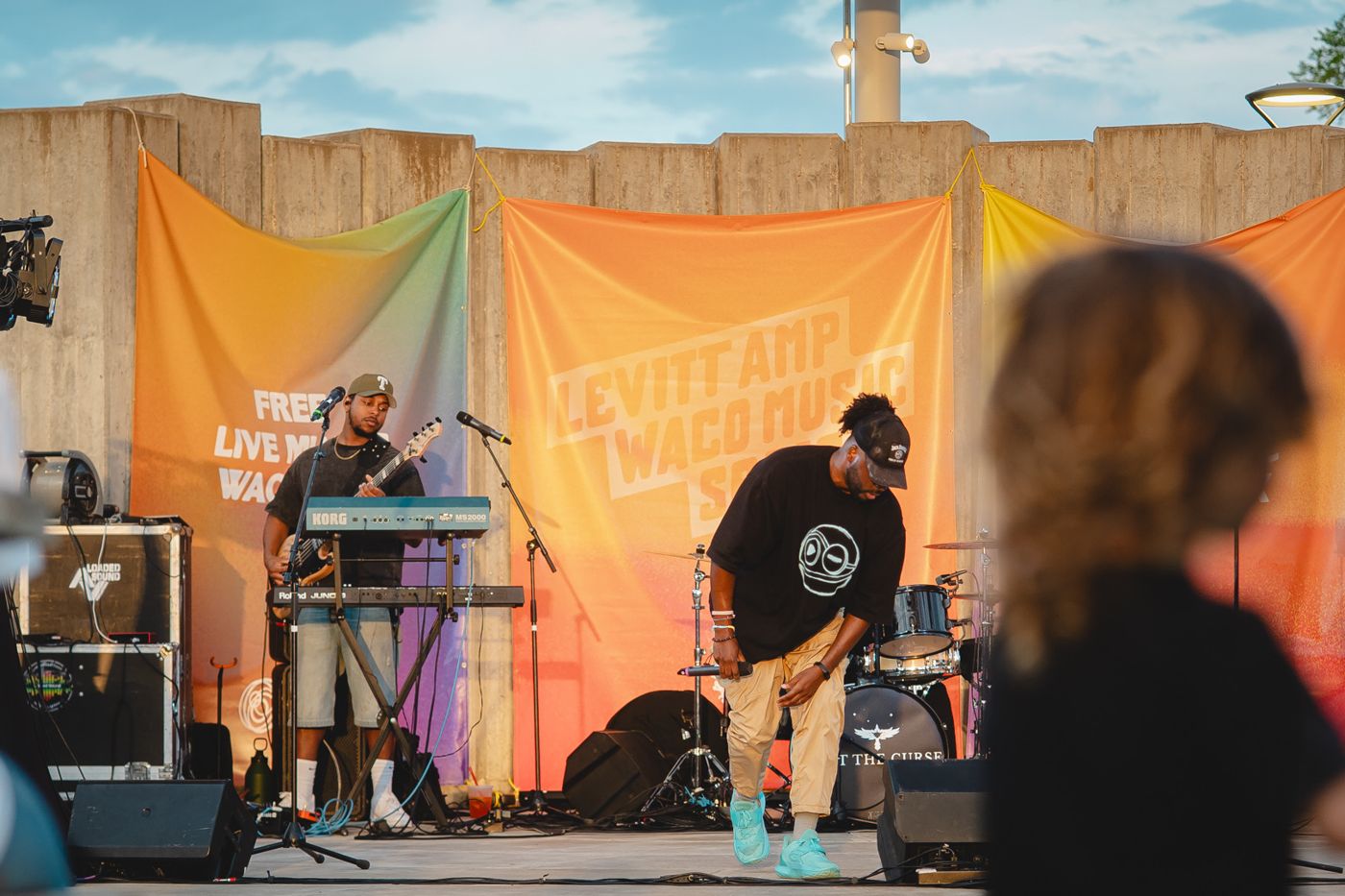 Ryan The Son and band on the Levitt AMP Waco stage